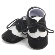 Pantofiori eleganti baieteti alb cu negru ch0772-1-va7