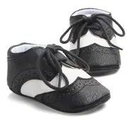 Pantofiori eleganti baieteti alb cu negru ch0772-1-va7
