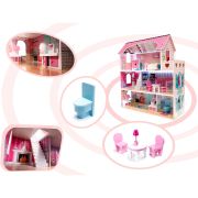 Casa papusi din lemn cu 3 etaje, 9 piese de mobilier si iluminare LED Ikonka IK17567 BBJIK17567_Initiala