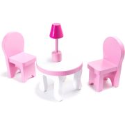 Casa papusi din lemn cu 3 etaje, 9 piese de mobilier si iluminare LED Ikonka IK17567 BBJIK17567_Initiala