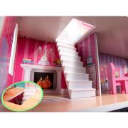 Casa papusi din lemn cu 3 etaje, 9 piese de mobilier si iluminare LED Ikonka IK17567 BBJIK17567_Initiala