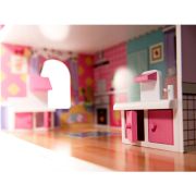 Casa papusi din lemn cu 3 etaje, 9 piese de mobilier si iluminare LED Ikonka IK17567 BBJIK17567_Initiala