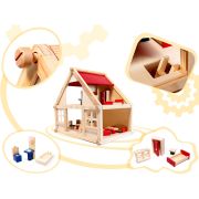 Casuta de papusi din lemn cu accesorii 40cm Ikonka IK17568 BBJIK17568_Initiala