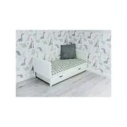 Qmini - Patut din lemn Julia 120x60 cm, multifunctional, cu sertar, Alb BYN6426972005517