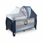 Lionelo - Patut pliant cu doua nivele Sven Plus, 120x60 cm, arcada jucarii, masuta de infasat, vibratii, melodii, Blue Navy BYNLO-SVEN_PLUS_BLUE_NAVY