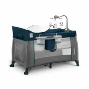 Lionelo - Patut pliant cu doua nivele Thomi Cu carusel, Cu masuta de infasat din Metal, Poliester, 120x60 cm, Albastru BYNLO-THOMI_BLUE_NAVY