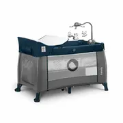 Lionelo - Patut pliant cu doua nivele Thomi Cu carusel, Cu masuta de infasat din Metal, Poliester, 120x60 cm, Albastru BYNLO-THOMI_BLUE_NAVY