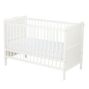Qmini - Patut din lemn Julia 120x60 cm, multifunctional, Alb + Saltea 10 cm BYNQM_JUL10CM01AL