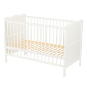 Qmini - Patut din lemn Julia 120x60 cm, multifunctional, Alb + Saltea 10 cm BYNQM_JUL10CM01AL