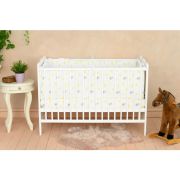 Qmini - Patut din lemn Julia 120x60 cm, multifunctional, Alb + Saltea 8 cm BYNQM_JUL8CM01AL