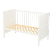 Qmini - Patut din lemn Julia 120x60 cm, multifunctional, cu sertar, Alb + Saltea 10 cm BYNQM_JUL10CM02AL