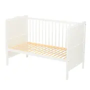 Qmini - Patut din lemn Julia 120x60 cm, multifunctional, cu sertar, Alb + Saltea 12 cm BYNQM_JUL12CM02AL