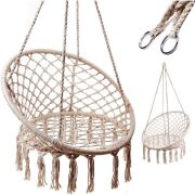 Leagan Suspendat pentru Curte sau Gradina, diametru 80cm, capacitate 150kg Ikonka IK0010 BBJIK0010_Bej