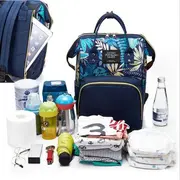 Rucsac multifunctional mamici Leaves Bambinice BN028 BBJBN028_Albastru
