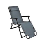 Scaun tip Sezlong Pliabil si Reglabil cu Tetiera pentru Gradina sau Terasa, dimensiuni XL Malatec MY0009 BBJMY0009_Gri