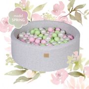 Piscina Uscata Cu 250 De Bile (verde, Transparent, Alb Perlat, Roz Pastel) Meowbaby  , Spring, 90x30 Cm, Gri Deschis Pjbb001021