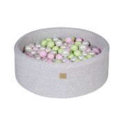 Piscina Uscata Cu 250 De Bile (verde, Transparent, Alb Perlat, Roz Pastel) Meowbaby  , Spring, 90x30 Cm, Gri Deschis Pjbb001021