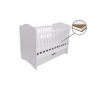 Patut vessanti como cu sertar - alb + saltea cocos confort 120 x 60 x 12 cm edep12dcs_alb