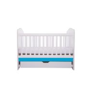 Patut vessanti como cu sertar - alb cu albastru + saltea cocos confort 120 x 60 x 12 cm edep12dcs_d150