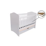 Patut vessanti como cu sertar - alb cu bej + saltea cocos confort 120 x 60 x 12 cm edep12dcs_d102