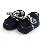 Botosei mocasini bebe din piele naturala Bleumarin Indigo cu siret bicolor - FOX10312772