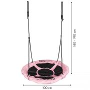 Leagan pentru copii ecotoys boc100, cuib de barza, cadru din otel galvanizat, roz cu negru edeediboc100pink