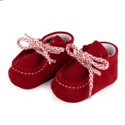 Botosei mocasini bebe BabyFox Rosu cu siret bicolor, ideali pentru botez sau primii pasi - FOX10312-2