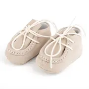 Botosei mocasini bebe Baby Fox din piele naturala Ivoire cu siret uni - FOX10312772-iv