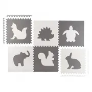 Salteluta de joaca 180 x 120 cm cu animalute 6 bucati ricokids 7491 - gri edeedi7491