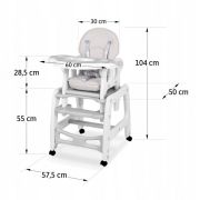 Scaun de masa 5 in 1 ricokids sinco - gri edeedi7090