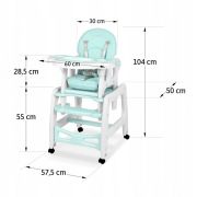 Scaun de masa 5 in 1 ricokids sinco - turcoaz edeedi7092