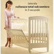 Treppy patut co-sleeping 120x60 cu laterala culisanta si roti dreamy plus alb lvtktrp1136-white