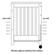 Treppy patut co-sleeping 120x60 cu laterala culisanta si roti dreamy plus alb lvtktrp1136-white