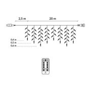 Instalatie luminoasa craciun 500 leduri cu telecomanda, 23 m, 8 functii, exterior/interior, tip perdea de turturi alb cald LVTKCL0505
