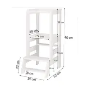 Turn de invatare ajustabil learning tower, tip montessori, alb lvtkkch 01 white