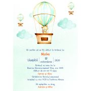Invitatie de botez Balon de aer cald ursulet - SHYFL001
