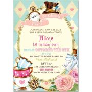 Invitatie de botez Alice in tara minunilor - SHYFL003