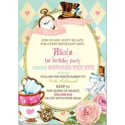 Invitatie de botez Alice in tara minunilor - SHYFL003