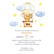 Invitatie de botez Balon de aer cald animalute - SHYFL010