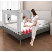 Bariera protectie pat culisanta xxl 200 cm bears grey, inaltime reglabila 68-98 cm lvtk5904067518209