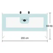 Bariera protectie pat culisanta xxl 200 cm bears grey, inaltime reglabila 68-98 cm lvtk5904067518209