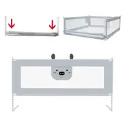 Bariera protectie pat culisanta xxl 200 cm bears grey, inaltime reglabila 68-98 cm lvtk5904067518209