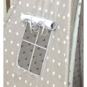 Cort De Joaca Stars Reversibil, Cu Saltea Impermeabila Inclusa, Indian Teepee Din Bumbac, Alb Gri Pjb63050