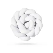 Aparatoare Laterala Pat Bumper Impletit, Cu Inchidere Velcro, Bumbac, Alb, 180x21 Cm Pjb65769