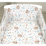 Set Lenjerie Din Bumbac Cu Protectie Laterala Pentru Pat Bebe 120 X 60 Cm, Iepuras Blue, Amy Pjb69679