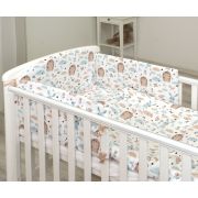 Set Lenjerie Din Bumbac Cu Protectie Laterala Pentru Pat Bebe 120 X 60 Cm, Iepuras Blue, Amy Pjb69679