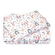 Set Lenjerie Din Bumbac Cu Protectie Laterala Pentru Pat Bebe 120 X 60 Cm, Iepuras Roz, Amy Pjb69680