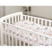 Set Lenjerie Din Bumbac Cu Protectie Laterala Pentru Pat Bebe 120 X 60 Cm, Iepuras Roz, Amy Pjb69680