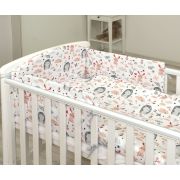 Set Lenjerie Din Bumbac Cu Protectie Laterala Pentru Pat Bebe 120 X 60 Cm, Iepuras Roz, Amy Pjb69680