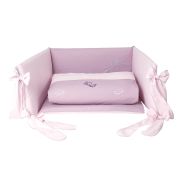 Amy - Lenjerie 3 Piese Cu Protectie Laterala Fluturasi Din Bumbac, 120x60 Cm, Rose Pjb81216